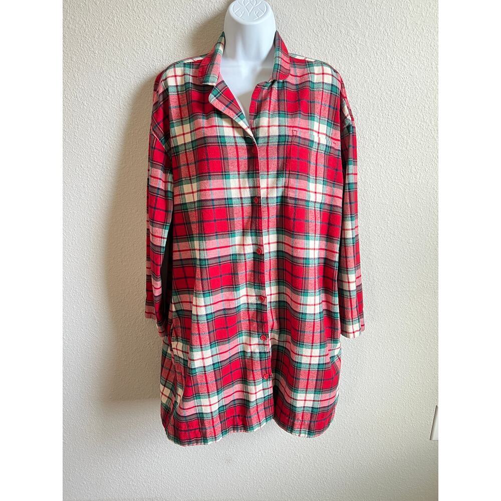 Hanna Andersson Holiday Flannel Red Plaid Nightgown Women's Small Pajamas - Picture 2 of 8